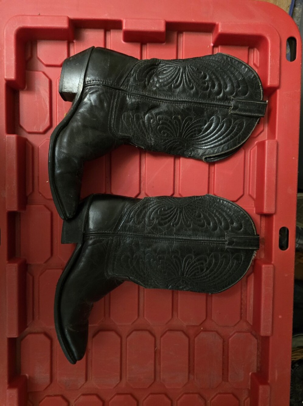Laredo Black Leather Western Heeled Boots with Embroidery